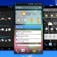 Android-powered smartphones displaying widgets