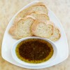 Serving basil oil with bread