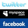 Facebook, Twitter and MySpace logos