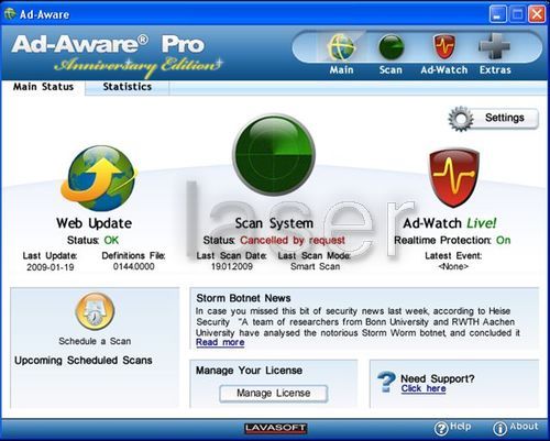 Lavasoft Ad-Aware for protection against malware and adware