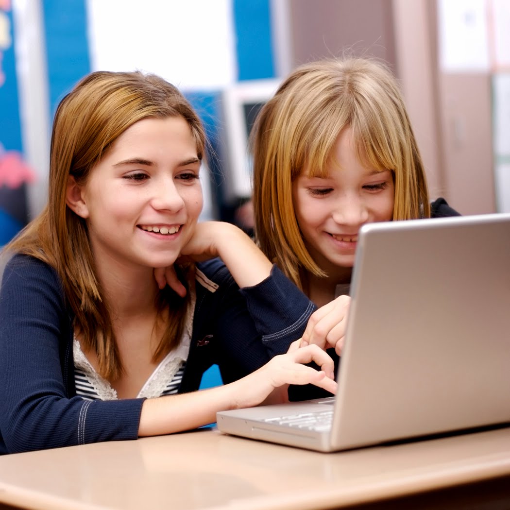 Girls enjoying Internet