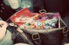 A handbag filled with candy
