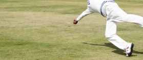 Fielder diving to catch the ball