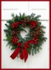 A holiday wreath on a door