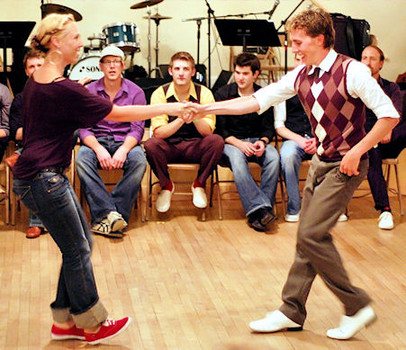 Couple doing the Balboa Swing