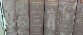 A collection of old books affected by mould and mildew
