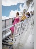 Passengers using cruise ship stairs