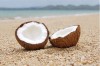 Coconuts on a beach