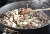 Browning meat and onions
