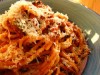 Serving pasta with Bolognese sauce