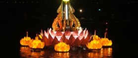 Loy Kratong Boat with Flowers