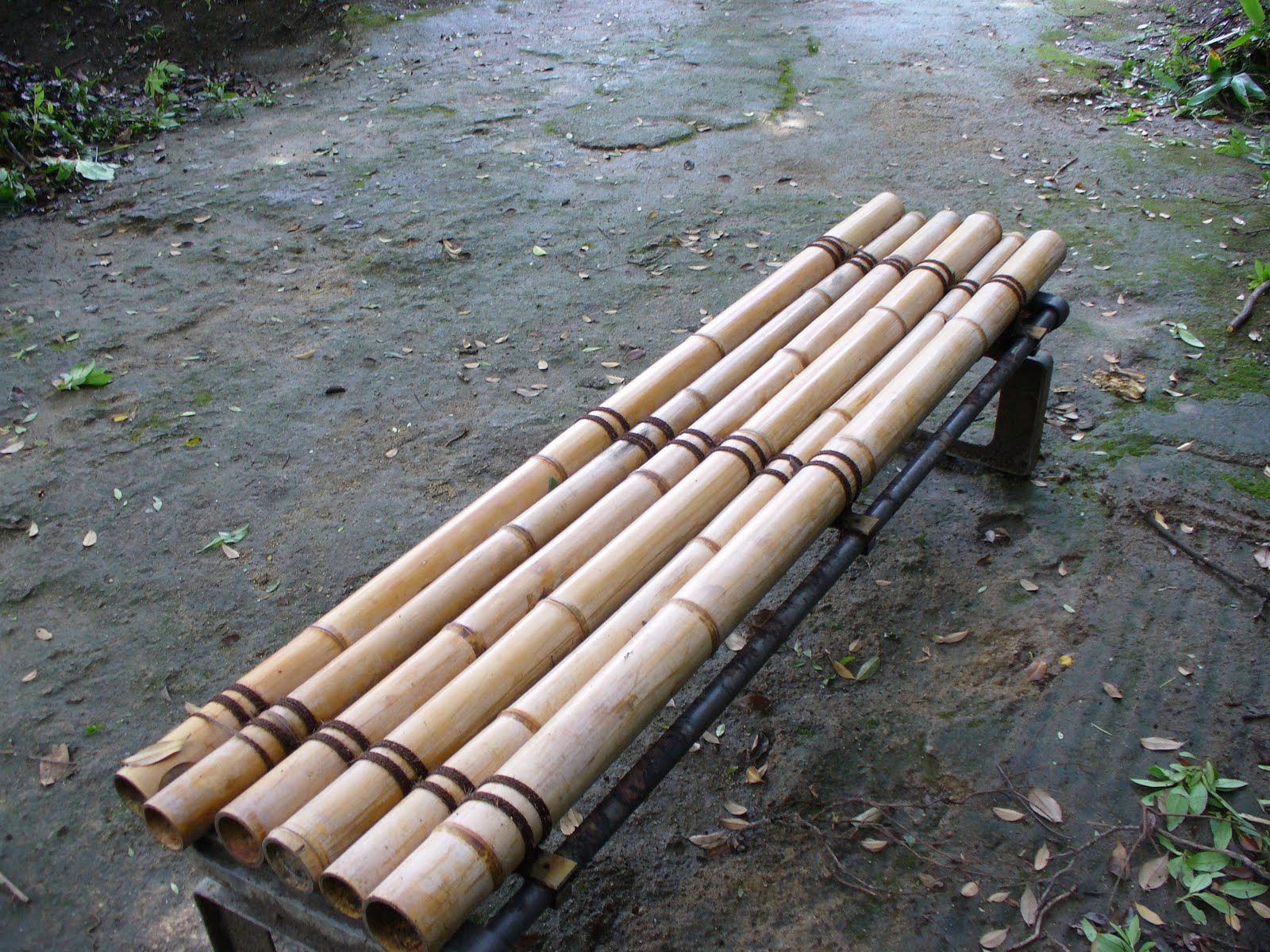 PVC pipes painted to look like bamboo