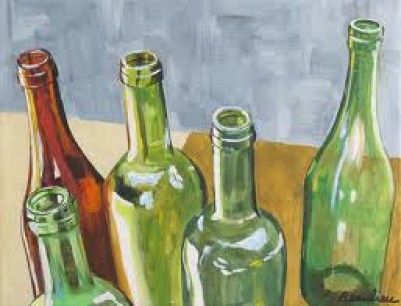 Glass Bottle on Canvas