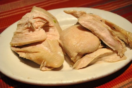 Boiled chicken in plate