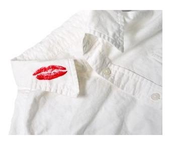 Lipstick mark on shirt collar