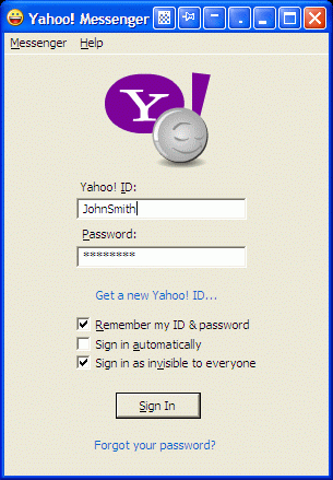 T in yahoo messenger can sign Can I