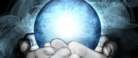 Hands holding a crystal ball