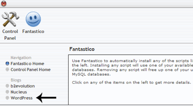 Install Wordpress Using Fantastico