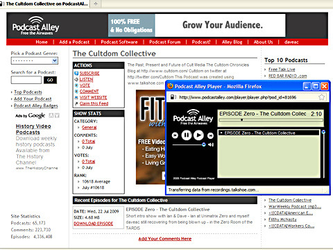Podcast Alley Badge on a WordPress Blog