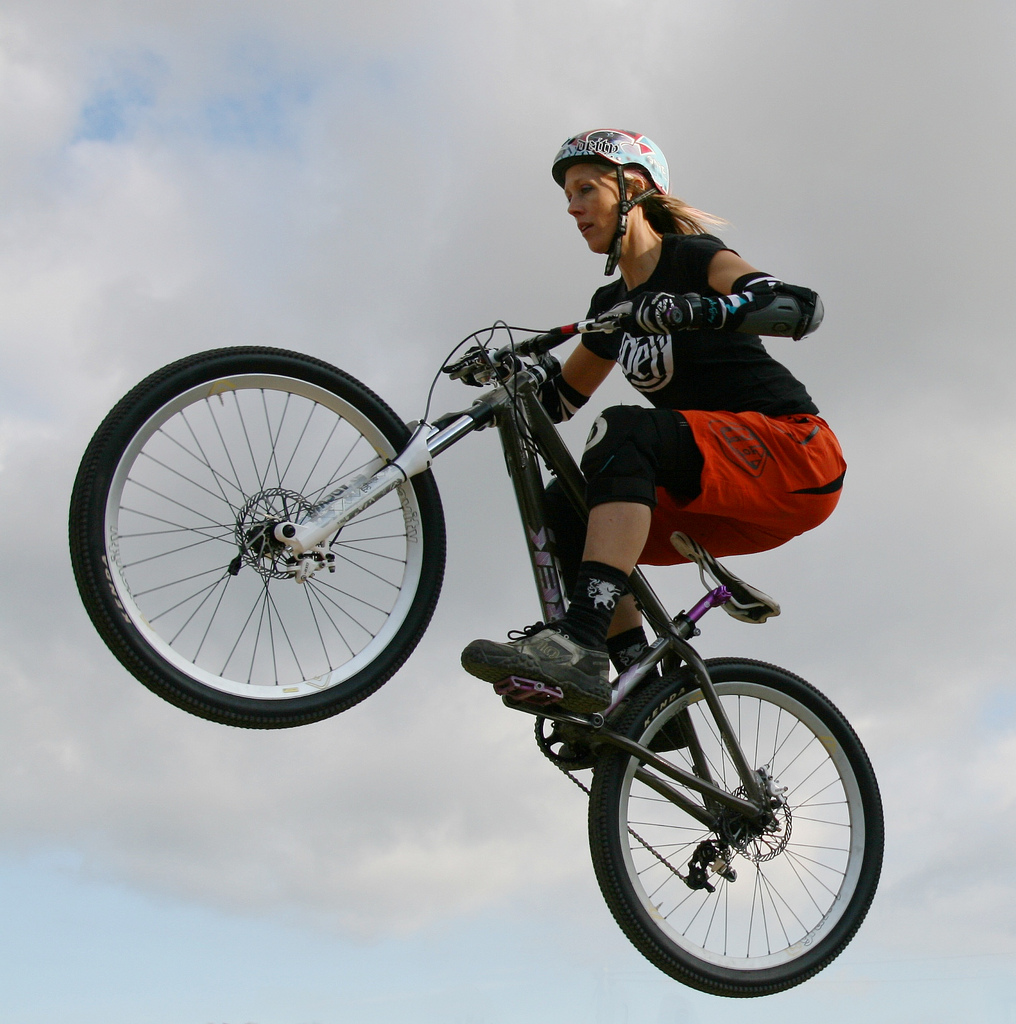 Girl on mountain bike