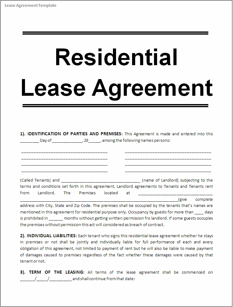 Lease agreement template