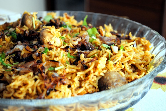 South Indian Mushroom Biryani