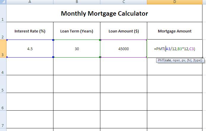 Create a Mortgage Calculator With Excel
