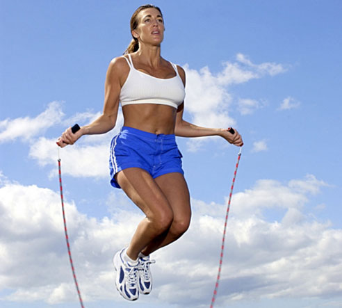 Woman jumping rope