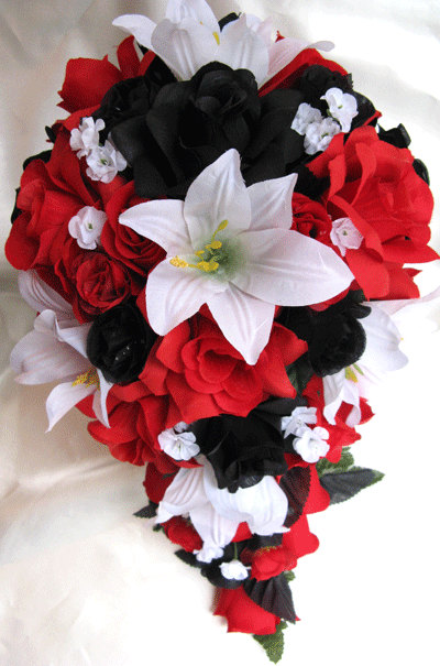 Cascading Bridal Bouquets with Silk Flowers