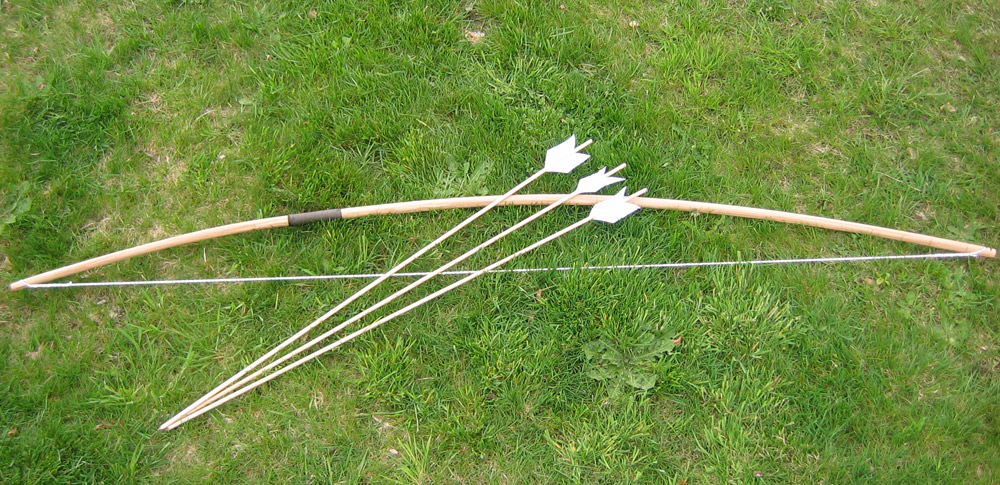Homemade bamboo bow and arrows