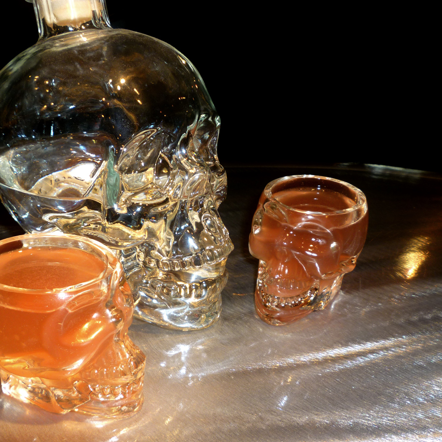 Crystal bottles and shot glass