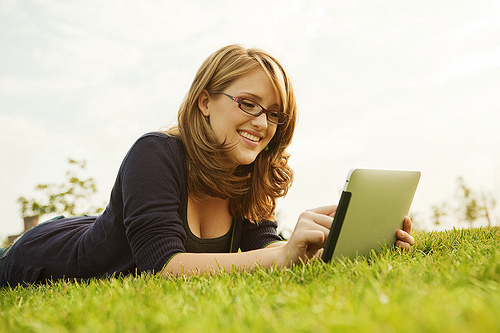 Girl using iPad