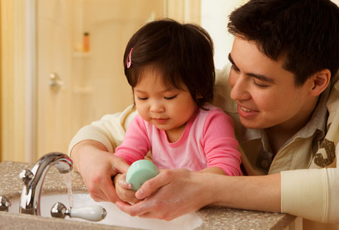Daddy and Kid with soap