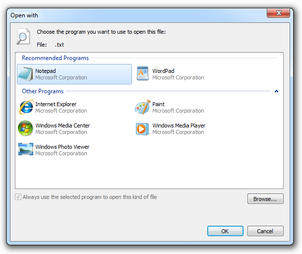 Change File Type Associations in Windows XP