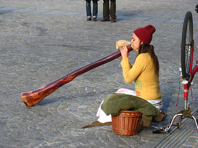 Playing a Didgeridoo