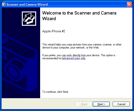 Windows Scanner and Camera Wizard
