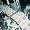 4 colour thermal ink web press in factory, elevated view