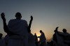 Muslims pray during Hajj