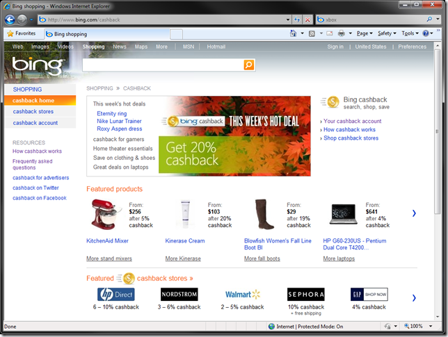 Bing Shopping Home