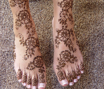 Henna applied on feet