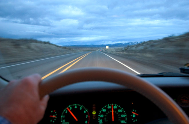 Man driving car