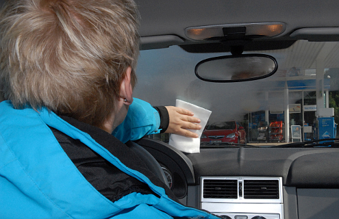 Cleaning Windows inside the Car