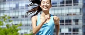 Smiling girl in running