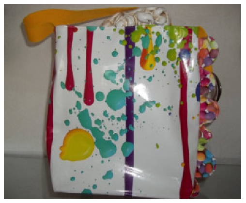 Handbag with paint