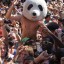 Boy wearing Panda Head