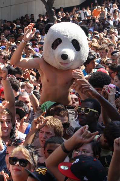 Boy wearing Panda Head