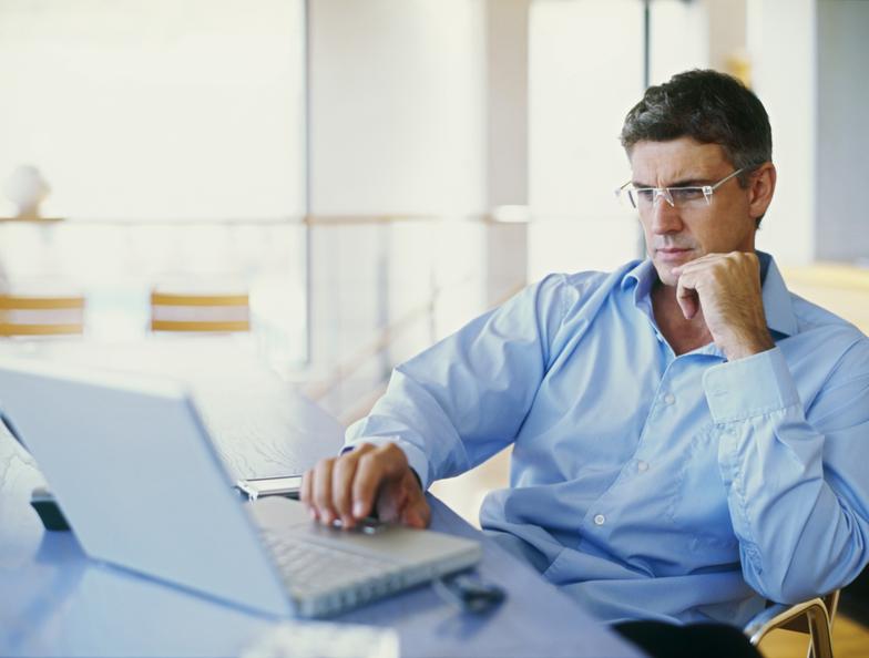 Man writing email