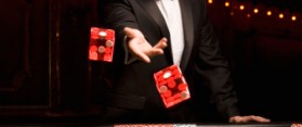 Man throwing dice at craps table