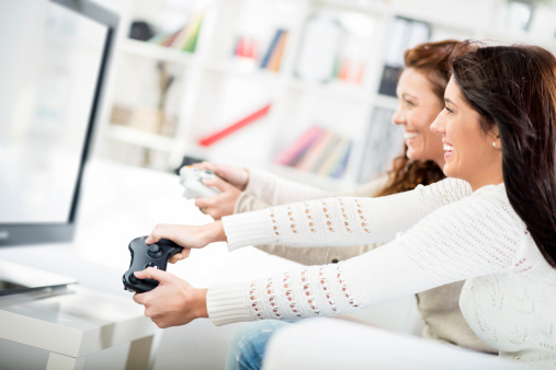 Girls playing game