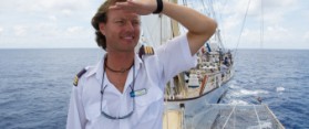 Cruise director aboard sailing cruiseship Star Flyer.